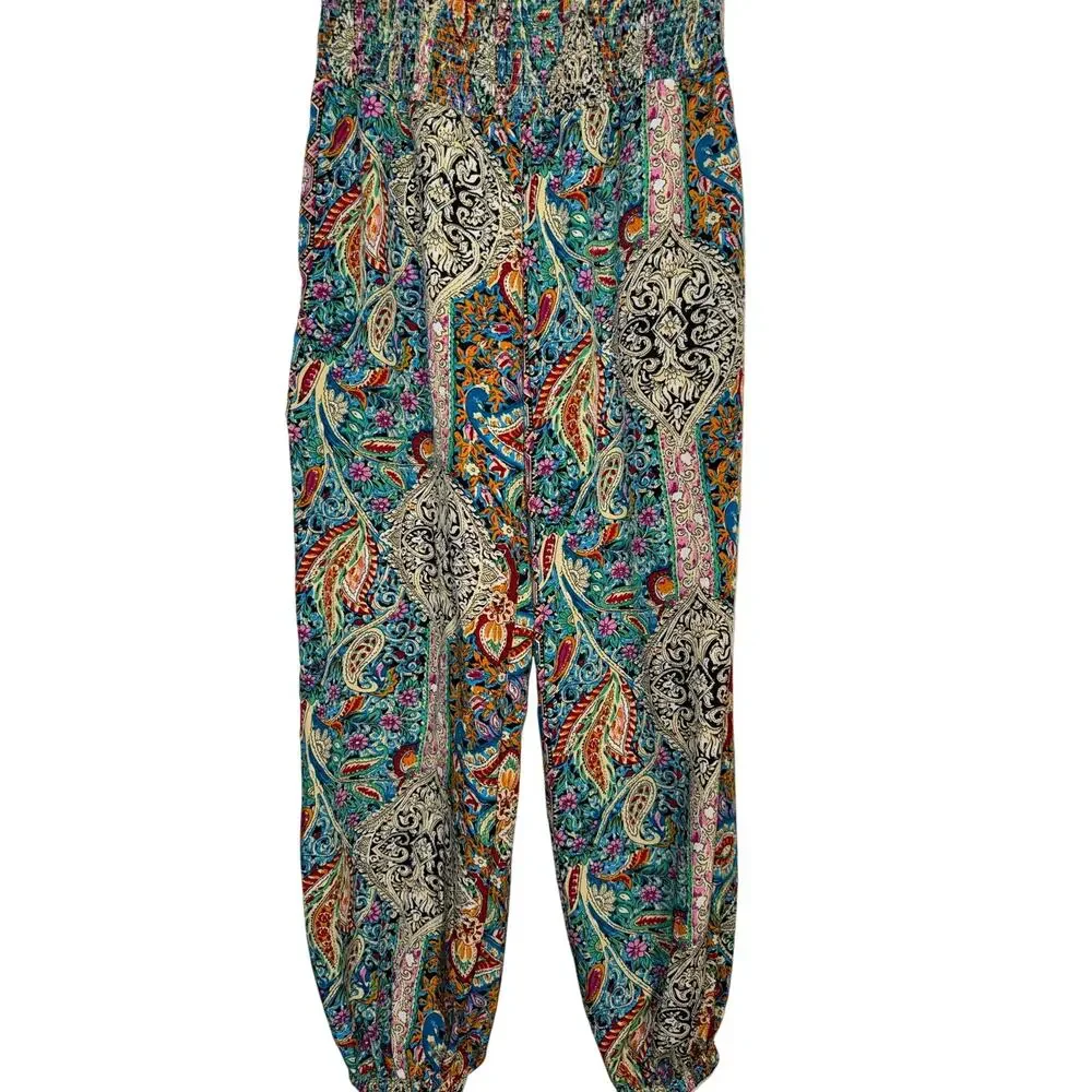 Cupshe Boho Floral Smocked Waist Tapered Leg Cover-Up Pants, Women's Size S - Picture 2 of 8